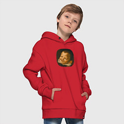 Толстовка оверсайз детская Картина ренессанса - смеющийся мальчик, цвет: красный — фото 2