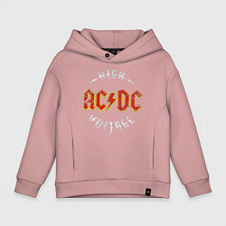 Толстовка оверсайз детская AC-DC Высокое напряжение, цвет: пыльно-розовый