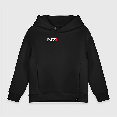 Детское худи оверсайз Логотип N7 / Черный – фото 1