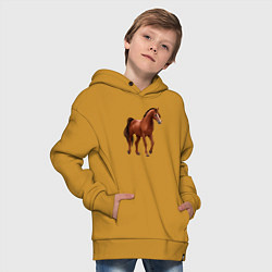 Толстовка оверсайз детская Тракененская лошадь, цвет: горчичный — фото 2