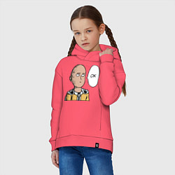 Толстовка оверсайз детская Saitama - OK, цвет: коралловый — фото 2