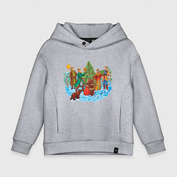Толстовка оверсайз детская Новый год палех, цвет: меланж