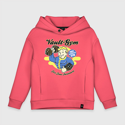 Детское худи оверсайз Vault GYM - for true survivors / Коралловый – фото 1