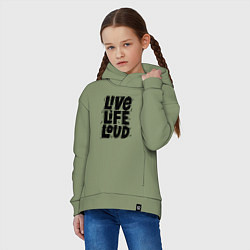 Толстовка оверсайз детская Живи громко, цвет: авокадо — фото 2