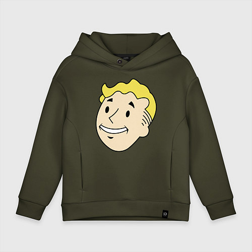 Детское худи оверсайз Vault boy head / Хаки – фото 1
