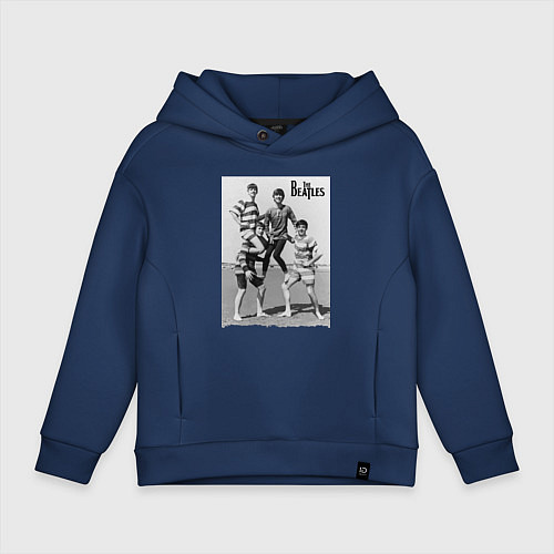 Детское худи оверсайз Молодые музыканты на пляже / Тёмно-синий – фото 1