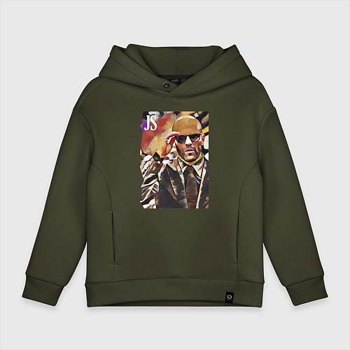 Детское худи оверсайз Jason Statham - кинозвезда / Хаки – фото 1