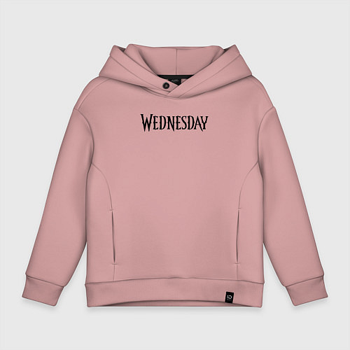 Детское худи оверсайз Logo black Wednesday / Пыльно-розовый – фото 1