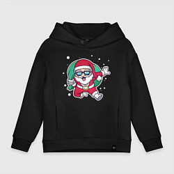 Толстовка оверсайз детская Snowy Santa, цвет: черный