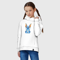 Толстовка оверсайз детская Абстрактный синий кролик, цвет: белый — фото 2