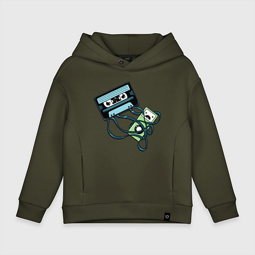 Детское худи оверсайз Audiotape / Хаки – фото 1