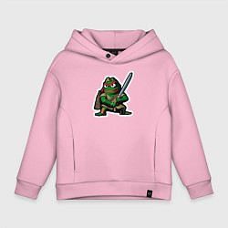 Толстовка оверсайз детская Лягушонок Пепе воин, цвет: светло-розовый