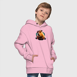 Толстовка оверсайз детская Спортивная капибара, цвет: светло-розовый — фото 2
