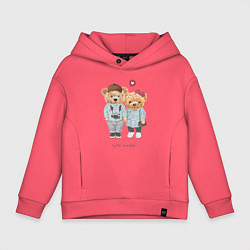 Толстовка оверсайз детская Cute couple, цвет: коралловый