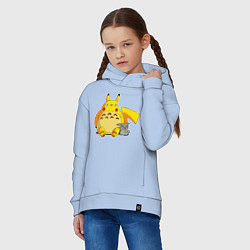 Толстовка оверсайз детская Pika Totoro, цвет: мягкое небо — фото 2