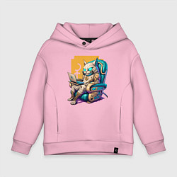 Детское худи оверсайз Кот геймер в кресле