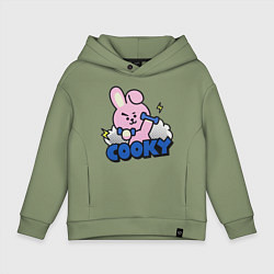 Толстовка оверсайз детская Cooky BT21 Jungkook, цвет: авокадо