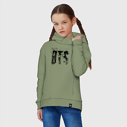 Толстовка оверсайз детская BTS logo, цвет: авокадо — фото 2