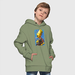 Толстовка оверсайз детская Bart Simpson and cats - нейросеть, цвет: авокадо — фото 2