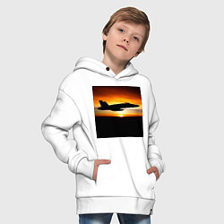 Толстовка оверсайз детская Самолёт на закате, цвет: белый — фото 2