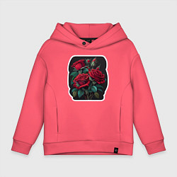 Толстовка оверсайз детская Букет и красные розы, цвет: коралловый