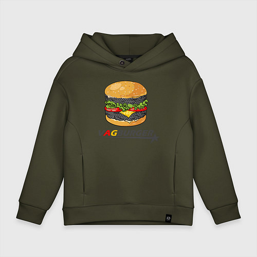 Детское худи оверсайз VAGburger tyres / Хаки – фото 1