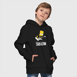 Толстовка оверсайз детская Sabaton Барт Симпсон рокер, цвет: черный — фото 2