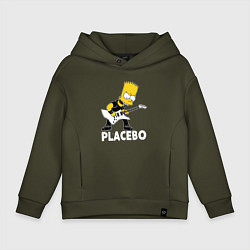 Толстовка оверсайз детская Placebo Барт Симпсон рокер, цвет: хаки