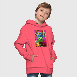 Толстовка оверсайз детская Сюрреализм от нейросети, цвет: коралловый — фото 2