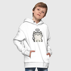 Толстовка оверсайз детская Pixel Cat V1, цвет: белый — фото 2