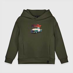 Толстовка оверсайз детская Американский пикап Chevrolet Thriftmaster, цвет: хаки