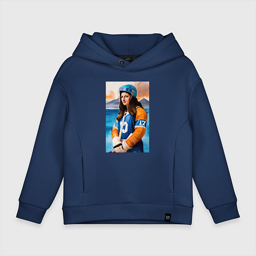Детское худи оверсайз Мона Лиза - крайний нападающий / Тёмно-синий – фото 1