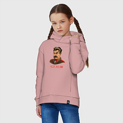 Толстовка оверсайз детская Joseph Vissarionovich Stalin, цвет: пыльно-розовый — фото 2