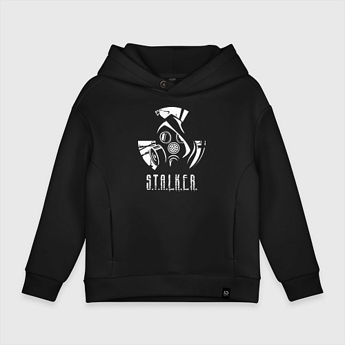 Детское худи оверсайз STALKER противогаз / Черный – фото 1