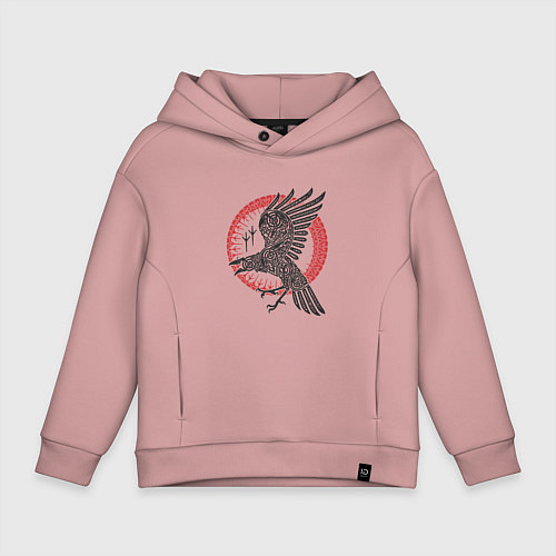 Детское худи оверсайз Ворон мифология славян / Пыльно-розовый – фото 1