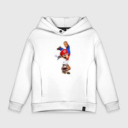 Толстовка оверсайз детская Марио на грибе, цвет: белый