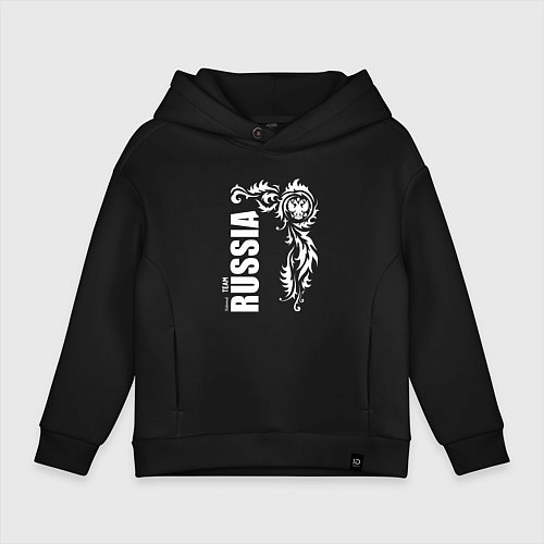 Детское худи оверсайз Национальная сборная: Russia national team / Черный – фото 1