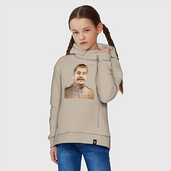 Толстовка оверсайз детская Товарищ Сталин бюст, цвет: миндальный — фото 2