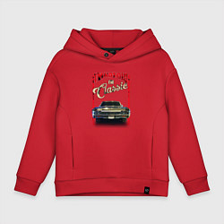 Толстовка оверсайз детская Классика автомобиль Chevrolet Impala, цвет: красный