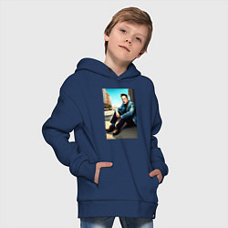 Толстовка оверсайз детская Элон Маск, цвет: тёмно-синий — фото 2