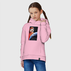 Толстовка оверсайз детская Гагарин космос, цвет: светло-розовый — фото 2