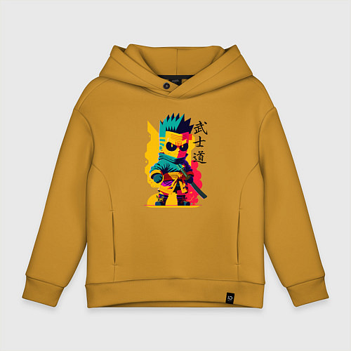 Детское худи оверсайз Bart Simpson - samurai - bushido / Горчичный – фото 1