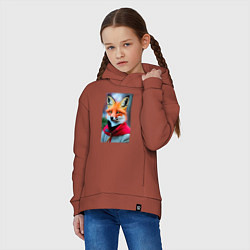 Толстовка оверсайз детская Лисичка в модной куртке, цвет: кирпичный — фото 2