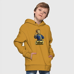 Толстовка оверсайз детская Real vault boy, цвет: горчичный — фото 2