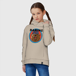 Толстовка оверсайз детская Медведь в ушанке злой, цвет: миндальный — фото 2