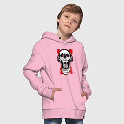 Толстовка оверсайз детская DnB skull, цвет: светло-розовый — фото 2