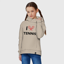 Толстовка оверсайз детская I Love Tennis, цвет: миндальный — фото 2