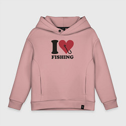 Толстовка оверсайз детская I love fishing, цвет: пыльно-розовый