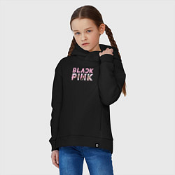Толстовка оверсайз детская Blackpink logo Jisoo Lisa Jennie Rose, цвет: черный — фото 2