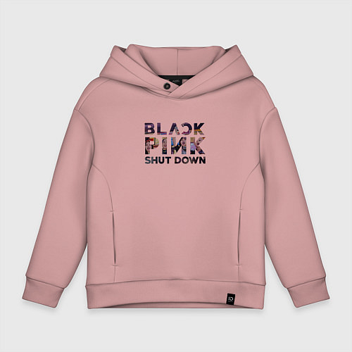 Детское худи оверсайз Blackpink logo Jisoo Lisa Rose Jennie / Пыльно-розовый – фото 1